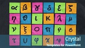  Presentation with greek alphabet - Amazing slides having greek alphabet lower case - handwriting backdrop and a ocean colored foreground