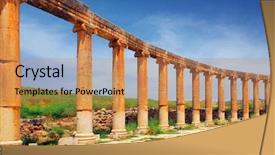  Presentation with roman style - Theme with greek and roman style architecture background and a coral colored foreground