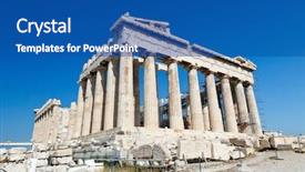  Presentation with greek architecture - Slide deck having greek architecture - parthenon in acropolis athens background and a ocean colored foreground