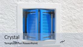  Presentation with greek architecture - Cool new PPT theme with greek architecture - traditional window in santorini greece backdrop and a light blue colored foreground