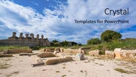  Presentation with ancient roman - PPT layouts featuring greek battle - ancient roman city nikopolis background and a light blue colored foreground