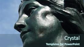  Presentation with battle - Amazing PPT layouts having greek battle - statue of a goddess backdrop and a tawny brown colored foreground