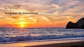  Presentation with sunset beach - Slide set having greek-beach-scene-agios-ioannis background and a  colored foreground