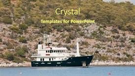  Presentation with greek islands - Presentation theme consisting of greek boat in harbor between the islands background and a tawny brown colored foreground