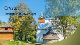  Presentation with greek - Presentation theme with greek-catholic-church-in-lopienka background and a light blue colored foreground