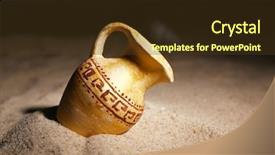  Presentation with ceramic - Cool new slide deck with greek ceramic amphora on sand backdrop and a tawny brown colored foreground