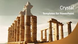  Presentation with mythology ancient greece zeus god - Presentation with greek column - temple of poseidon near athens background and a gray colored foreground