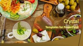  Presentation with greek - Amazing presentation theme having greek-cuisine-dishes-greek-salad backdrop and a tawny brown colored foreground