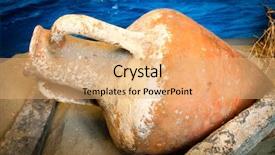  Presentation with ancient greek - Beautiful PPT layouts featuring greek culture - ancient amphora on a boat backdrop and a coral colored foreground