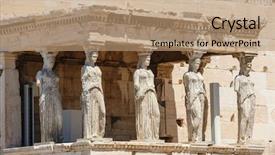  Presentation with greek - PPT layouts having greek culture - six caryatids or karyatides background and a coral colored foreground
