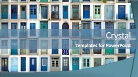  Presentation with royal blue - Audience pleasing PPT theme consisting of greek doors all in blue backdrop and a teal colored foreground