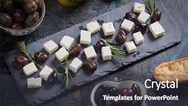  Presentation with feta cheese - Slide deck featuring greek feta cheese famous dairy background and a dark gray colored foreground