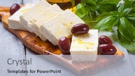  Presentation with feta cheese - Colorful slide deck enhanced with greek-feta-cheese-slices backdrop and a lemonade colored foreground