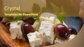  Presentation with feta cheese - Slide set with greek-feta-cheese-slices background and a tawny brown colored foreground