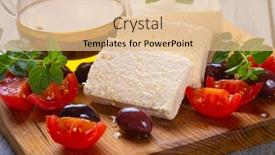  Presentation with feta cheese - Cool new PPT theme with greek-feta-cheese-slices backdrop and a coral colored foreground