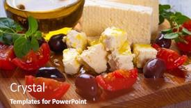  Presentation with feta cheese - Audience pleasing presentation theme consisting of greek-feta-cheese-slices backdrop and a tawny brown colored foreground