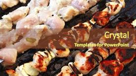  Presentation with grilled chicken - Theme consisting of greek fire - grilled and raw chicken shish background and a  colored foreground