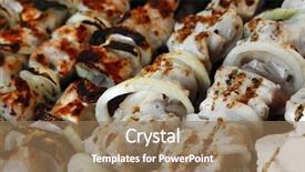  Presentation with kebab - Amazing theme having greek fire - grilled and raw chicken shish backdrop and a  colored foreground