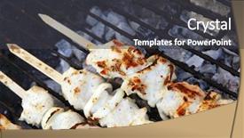  Presentation with cooking rotisserie chicken - PPT theme having greek fire - grilled and raw chicken shish background and a  colored foreground