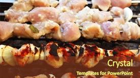  Presentation with grilled chicken - Slides consisting of greek fire - grilled and raw chicken shish background and a  colored foreground