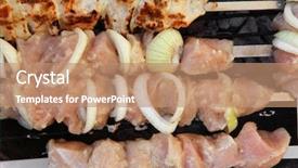 Presentation with grilled chicken - Beautiful PPT theme featuring greek fire - grilled and raw chicken shish backdrop and a  colored foreground