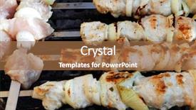  Presentation with kebab - Presentation design with greek fire - grilled and raw chicken shish background and a  colored foreground
