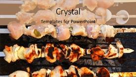  Presentation with grilled chicken - Slide deck enhanced with greek fire - grilled and raw chicken shish background and a  colored foreground