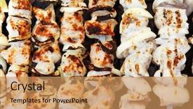  Presentation with grilled chicken - Colorful slide set enhanced with greek fire - grilled and raw chicken shish backdrop and a  colored foreground