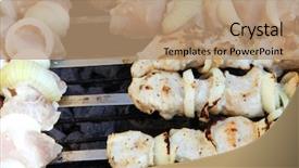  Presentation with grilled chicken - Slide deck having greek fire - grilled and raw chicken shish background and a  colored foreground
