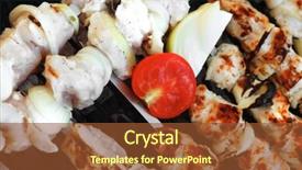  Presentation with grilled chicken - PPT theme featuring greek fire - grilled and raw chicken shish background and a  colored foreground
