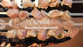  Presentation with cooking rotisserie chicken - Beautiful PPT layouts featuring greek fire - grilled and raw chicken shish backdrop and a  colored foreground