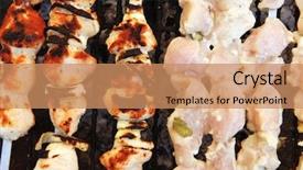  Presentation with cooking rotisserie chicken - PPT theme consisting of greek fire - grilled and raw chicken shish background and a  colored foreground