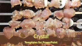  Presentation with cooking rotisserie chicken - Theme consisting of greek fire - grilled and raw chicken shish background and a  colored foreground