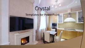  Presentation with golden - Colorful PPT theme enhanced with greek fire - interior of luxurious kitchen backdrop and a  colored foreground