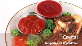  Presentation with sauces - Audience pleasing PPT theme consisting of greek fire - steak and red hot sauces backdrop and a  colored foreground