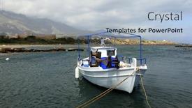  Presentation with greek - Audience pleasing theme consisting of greek-fishing-caique-moored backdrop and a lemonade colored foreground