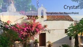  Presentation with greek - Amazing PPT theme having greek flag - small old chapel in athens backdrop and a light blue colored foreground