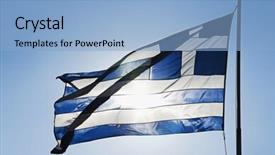  Presentation with greek - Theme consisting of greek flag fluttering background and a light blue colored foreground