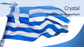  Presentation with greek - Slide set with greek flag on white background background and a  colored foreground
