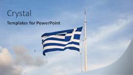  Presentation with greek - PPT layouts enhanced with greek-flag-waving-against-blue background and a light blue colored foreground