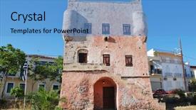  Presentation with greek - Theme with greek government during the war background and a teal colored foreground