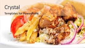  Presentation with greek - Audience pleasing presentation theme consisting of christmas on beach -chair lounges with santa hats at tropical beach backdrop and a light gray colored foreground