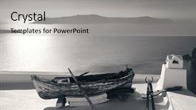  Presentation with santorini - Beautiful PPT layouts featuring greek island - leisure life settings with old backdrop and a light gray colored foreground