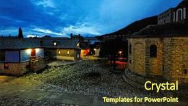  Presentation with greek - Slide deck consisting of greek monastery on mount athos background and a  colored foreground