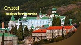  Presentation with diogenes laertius greek philosophy - Theme consisting of greek monastery on mount athos background and a tawny brown colored foreground