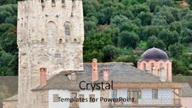  Presentation with greek gods - PPT layouts having greek monastery on mount athos background and a  colored foreground