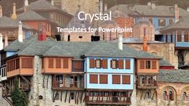  Presentation with greek icarus - Presentation theme featuring greek monastery on mount athos background and a coral colored foreground