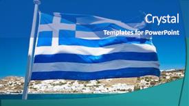 Presentation with greek - Cool new slides with greek national flag in mykonos backdrop and a teal colored foreground