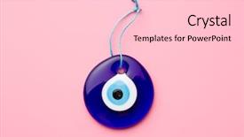  Presentation with pink blue - Beautiful theme featuring greek ornament - blue turkish eye on pink backdrop and a lemonade colored foreground