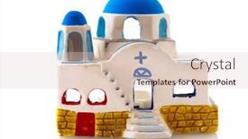  Presentation with orthodox - Colorful presentation design enhanced with greek-orthodox-church-in-miniature backdrop and a lemonade colored foreground